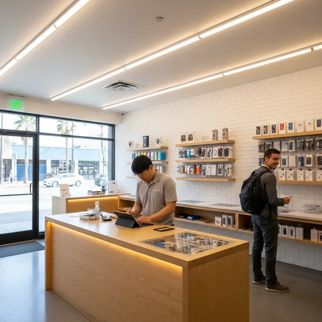 The exterior of the FIXSTORY shop in Downtown Los Angeles, with a clear view of the entrance and sig