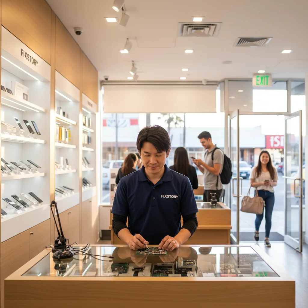 The FIXSTORY storefront in Downtown Los Angeles, with a customer walking in.