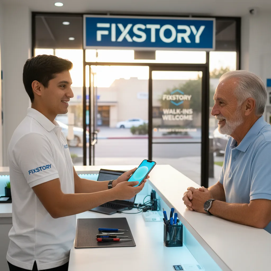 The front entrance of the FIXSTORY store in Downtown Los Angeles, with clear signage indicating walk