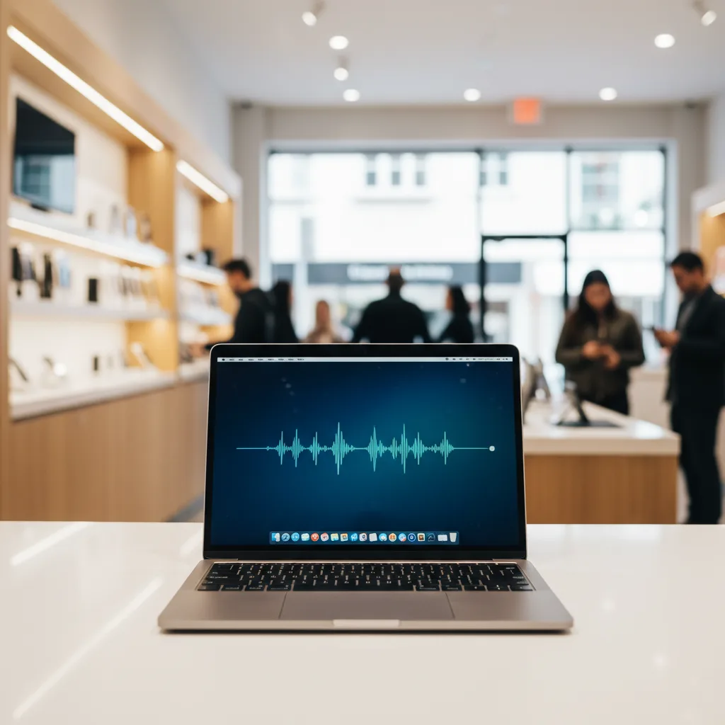 The 'after' shot of the MacBook Pro, sitting perfectly flat on the desk, looking new again.