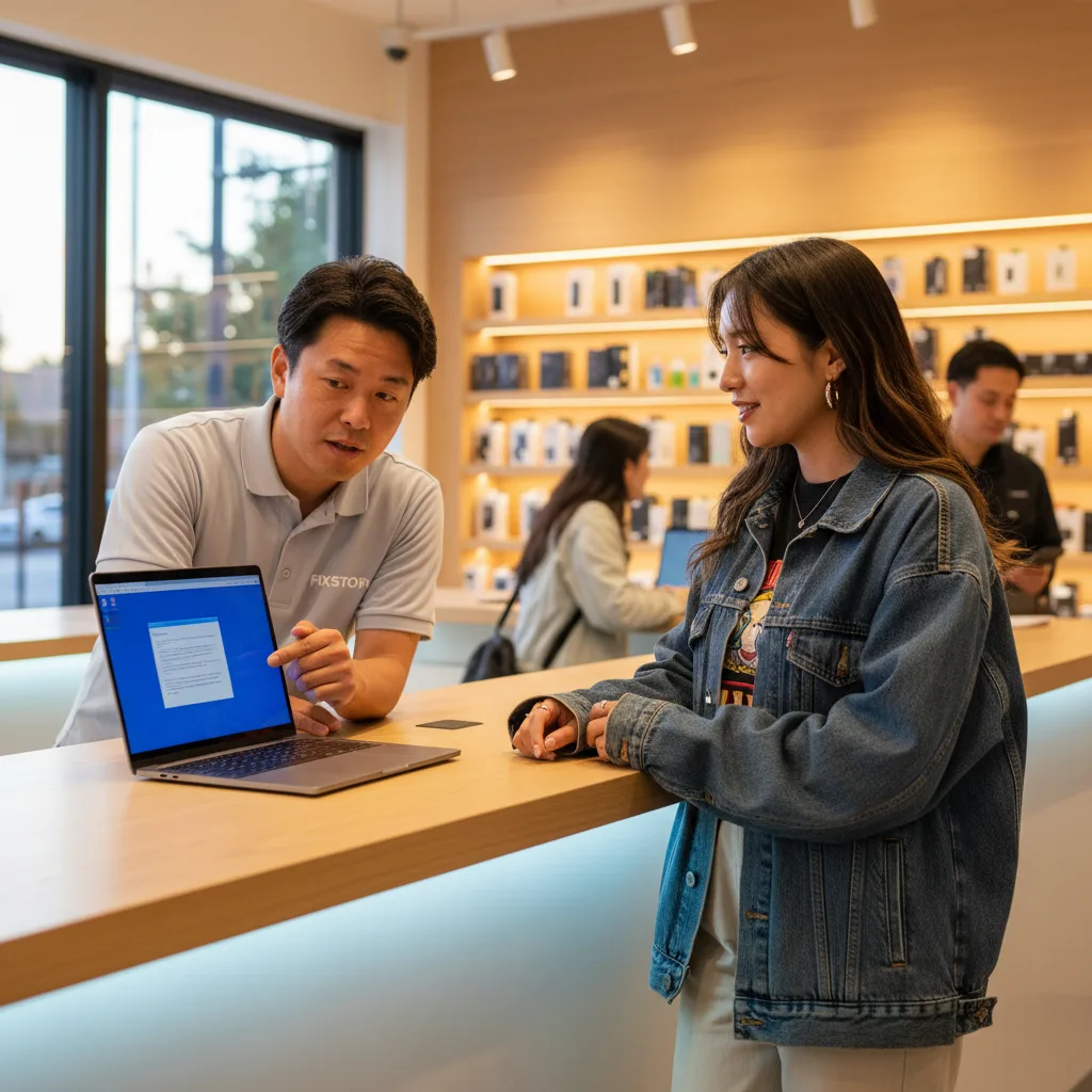 A person looking stressed while staring at a laptop with a blue screen of death