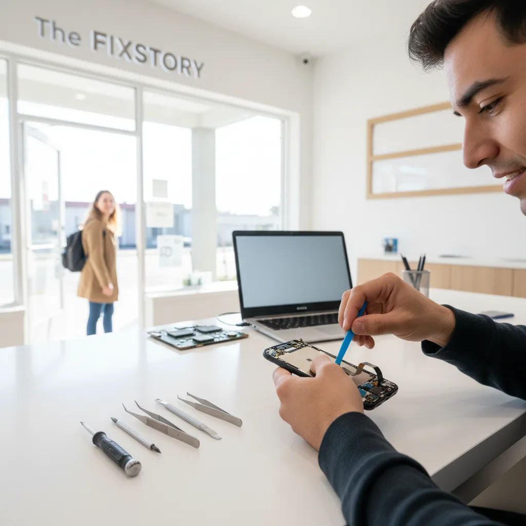 The FIXSTORY storefront in Downtown LA, with a customer walking in.