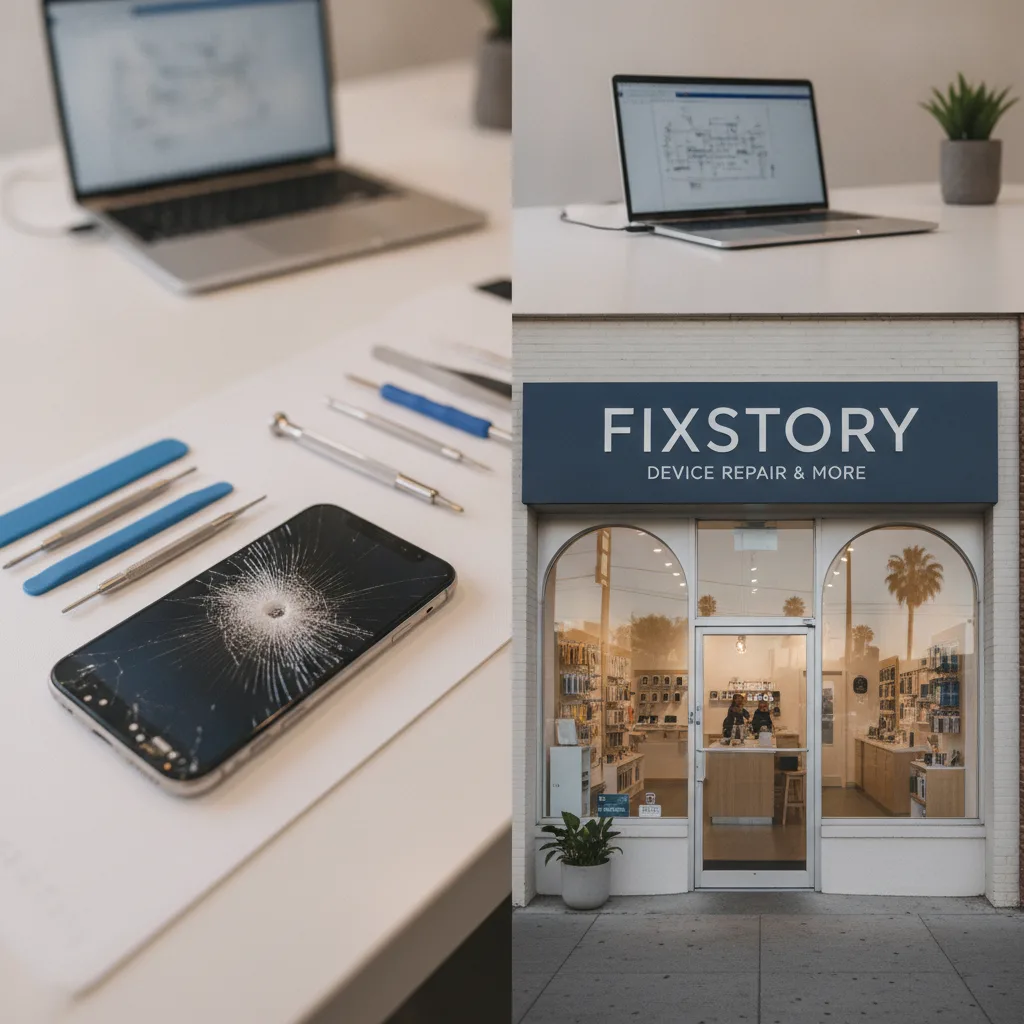 The exterior of the FIXSTORY shop in Downtown LA, with clear signage and a welcoming entrance.