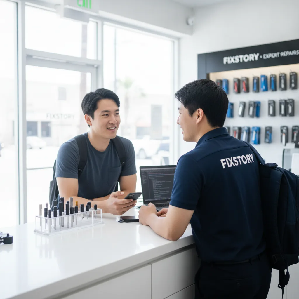 The front entrance of the FIXSTORY shop in Downtown Los Angeles, clean and welcoming