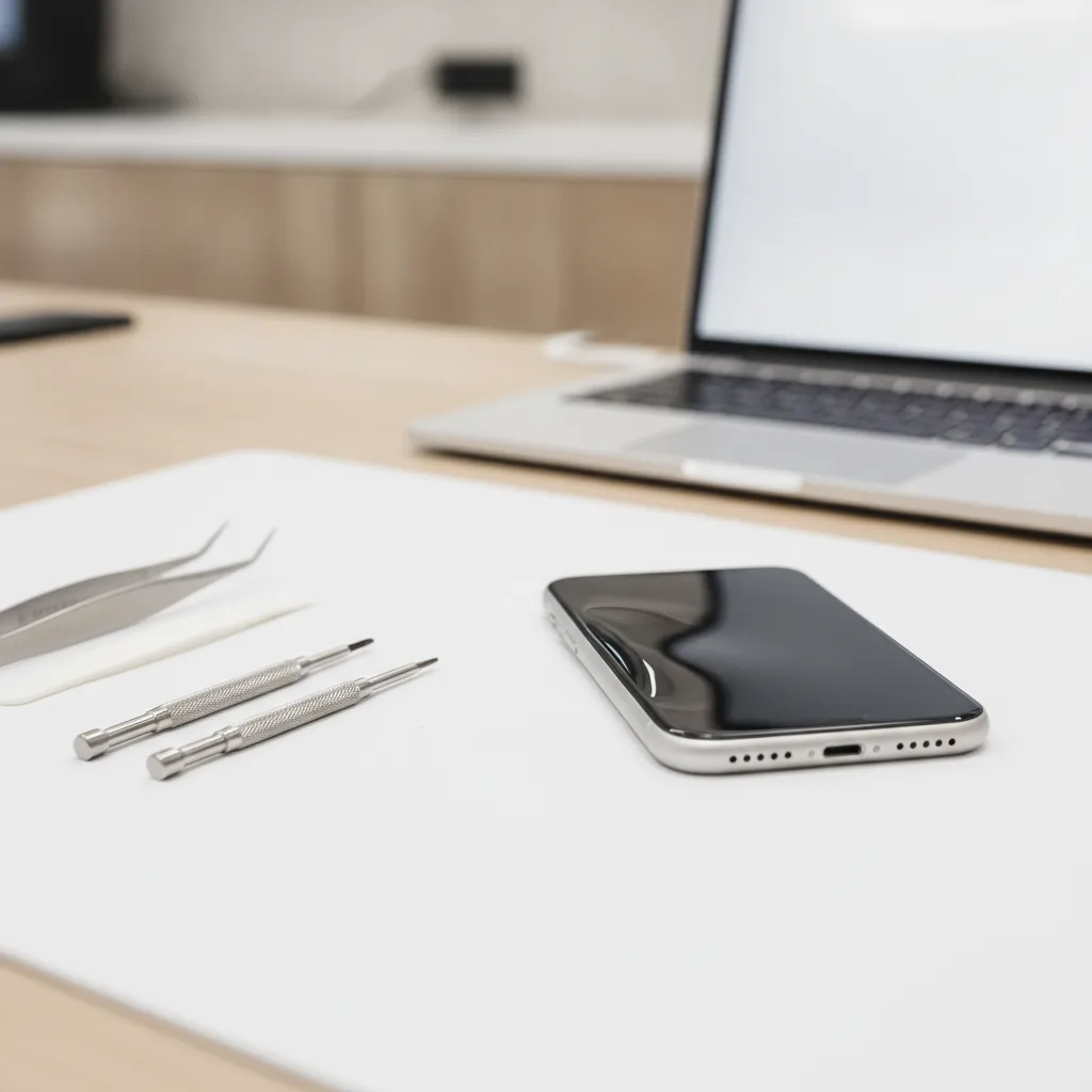 An iPhone with a swollen battery, showing the screen physically bulging and separating from the phon