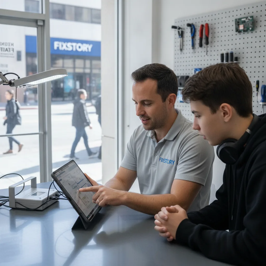 The FIXSTORY storefront in Downtown Los Angeles, with a customer walking in.