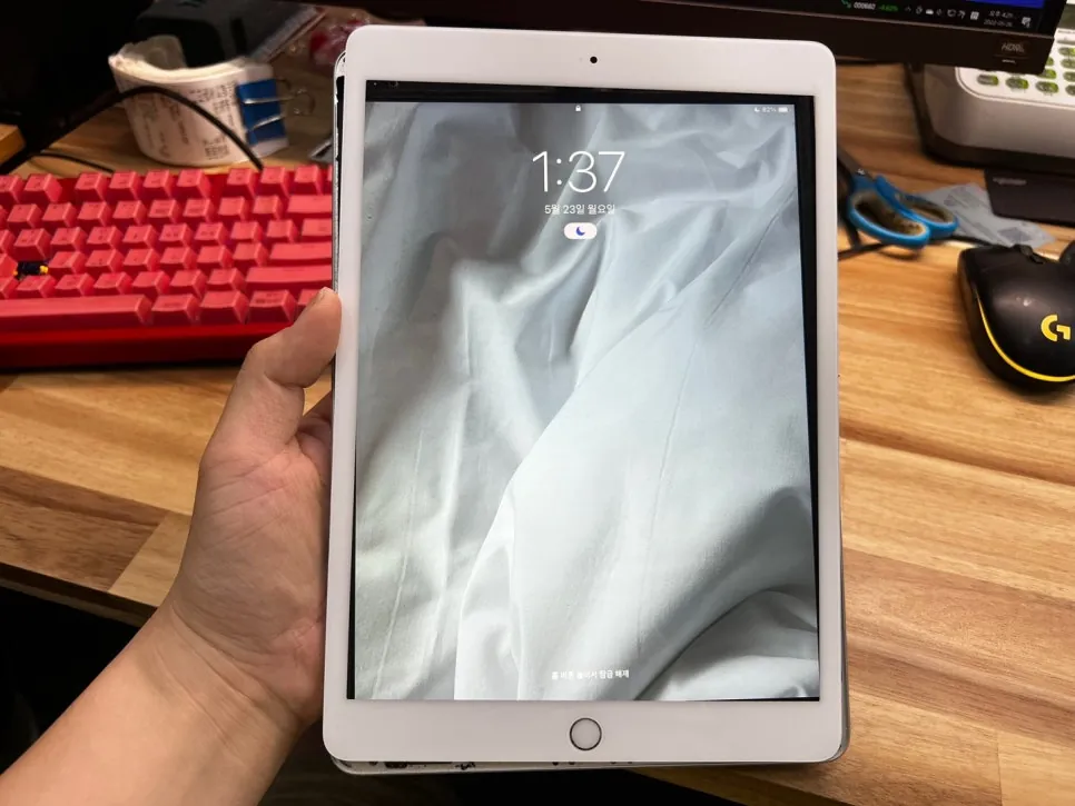 The iPad 7th generation booted to its lock screen after the cracked chip was replaced