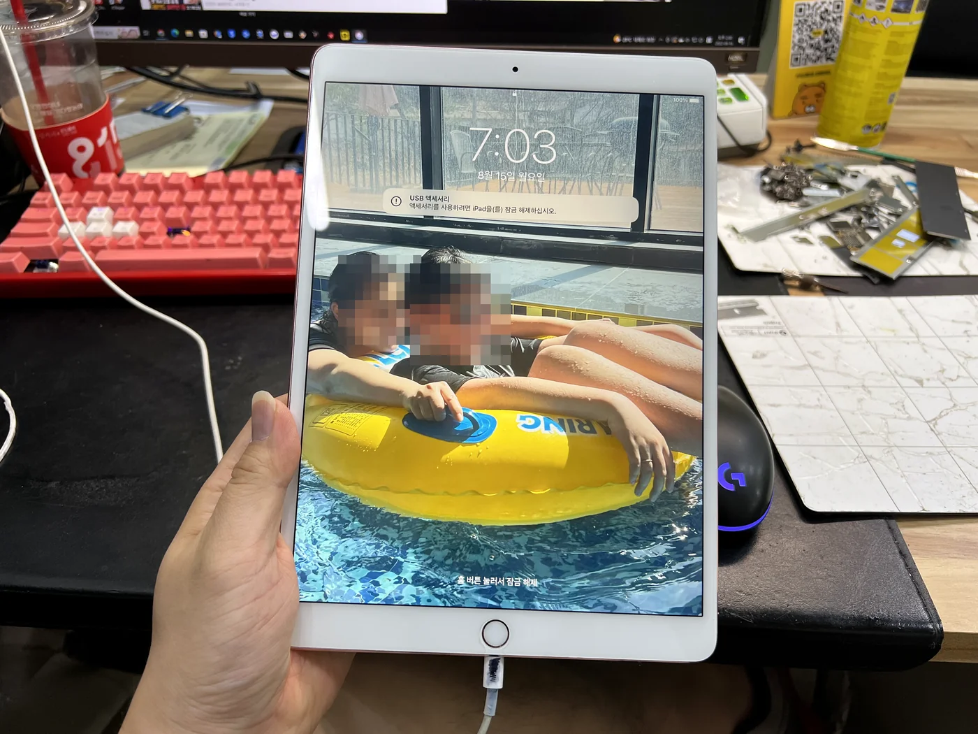 Repaired iPad Pro 10.5 back at its lock screen after the logic board coil repair