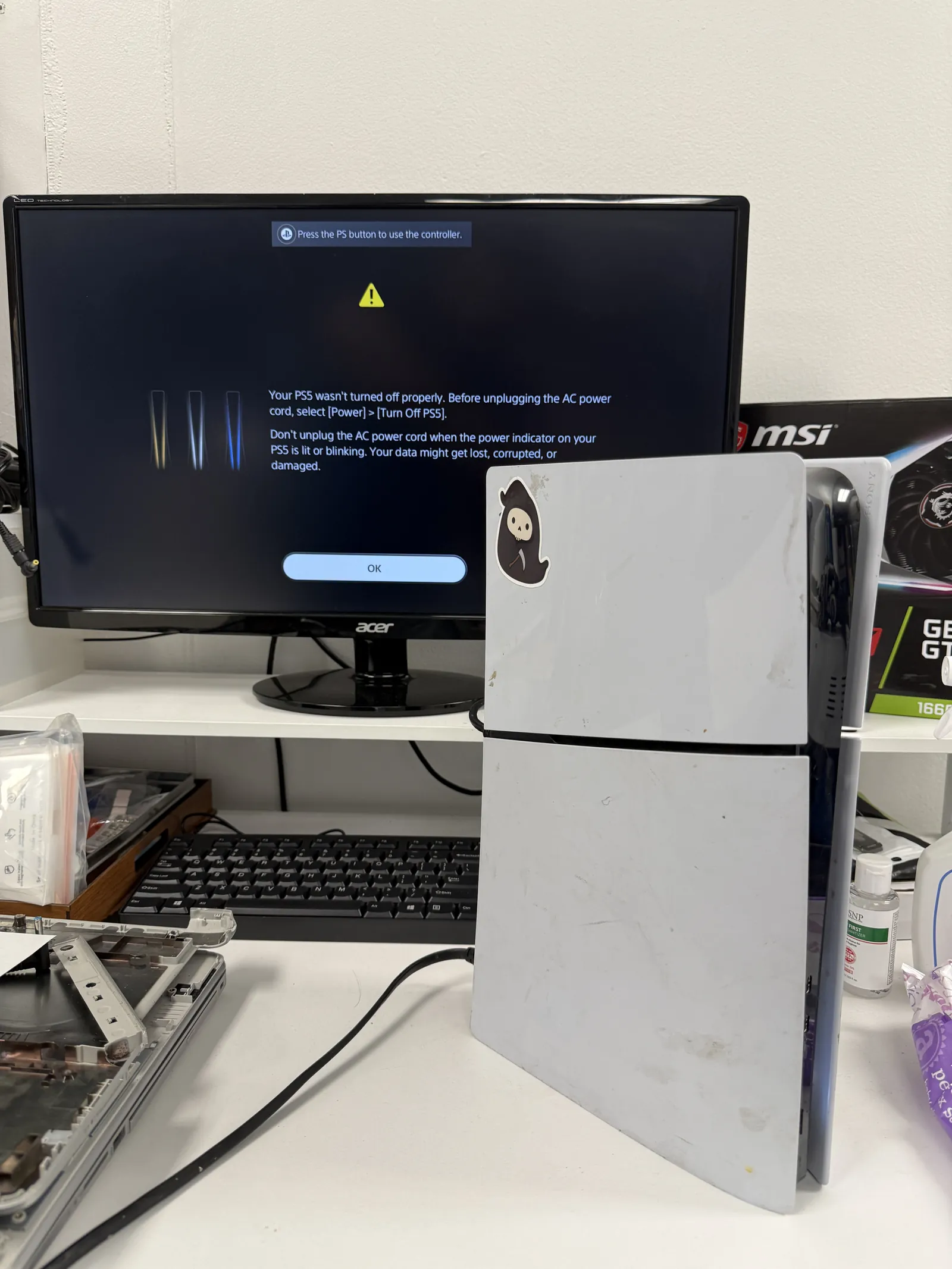Repaired PS5 outputting video to a monitor during final testing