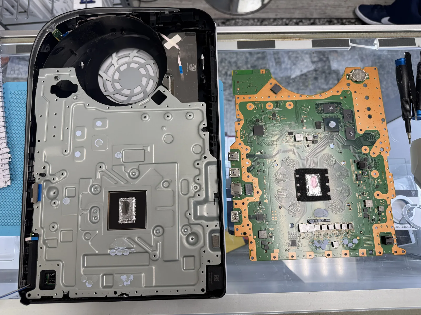 PS5 teardown underway with the shell off for the full cleaning