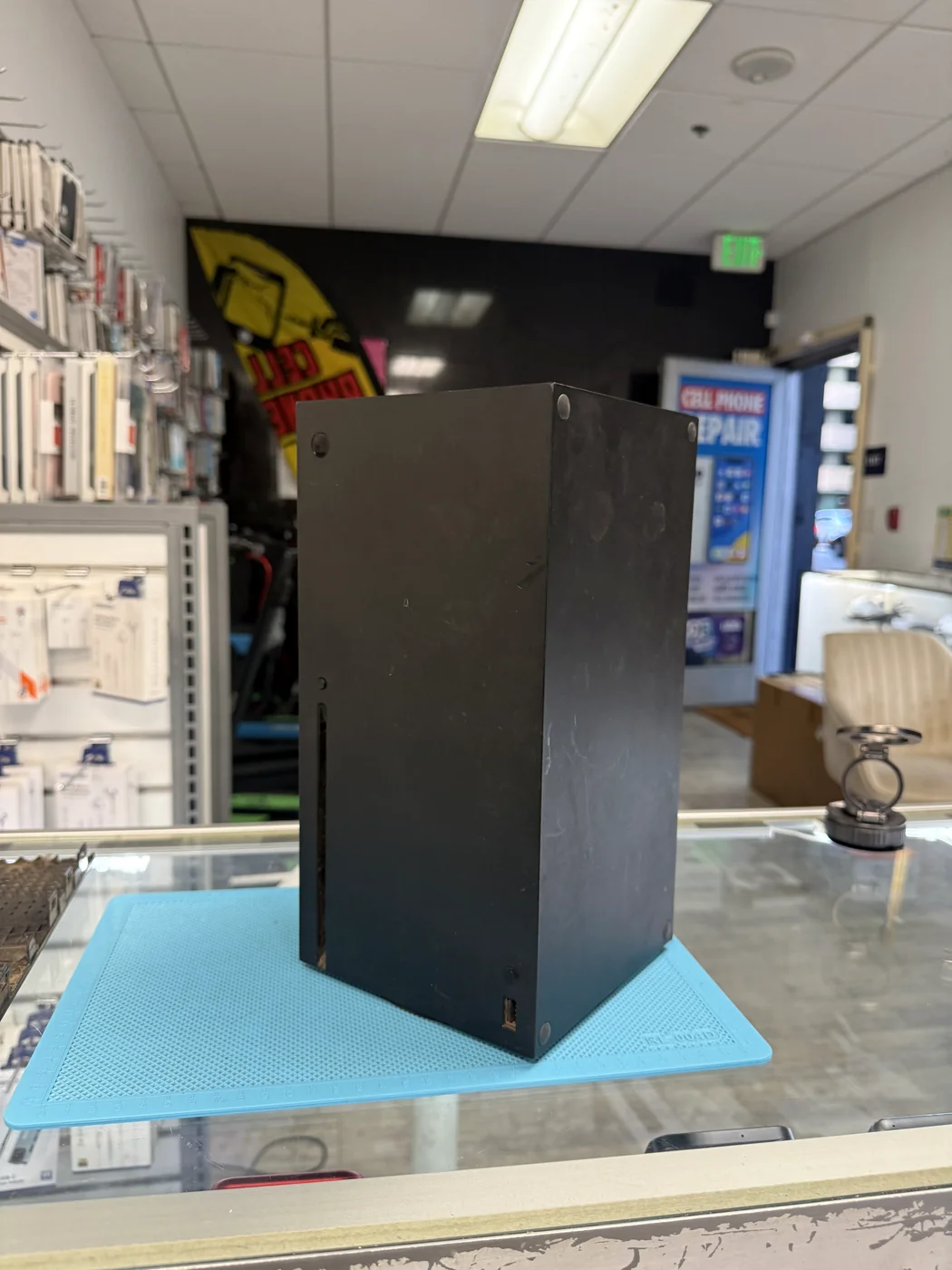Xbox Series X checked in for HDMI port repair and cleaning at FIXSTORY DTLA in Downtown Los Angeles